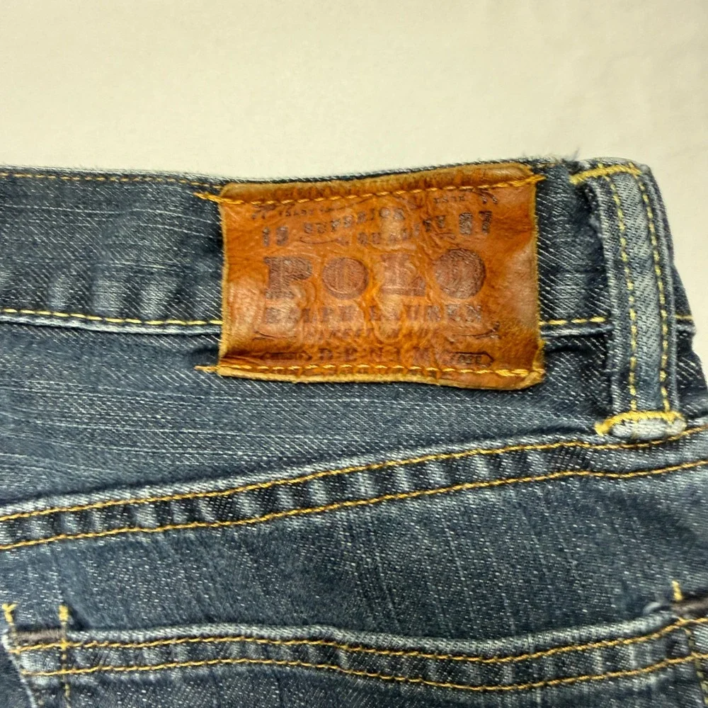 Y2K Polo Ralph Lauren Mens Dark Wash Jeans Red Pony Logo Straight Leg 30x30